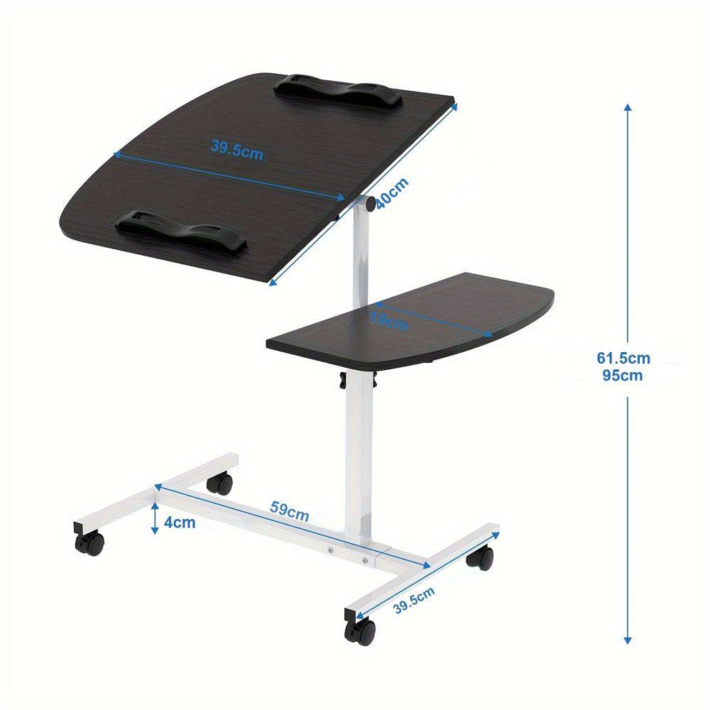 Bureau mobile ajustable avec roulettes silencieuses - Support Innovant