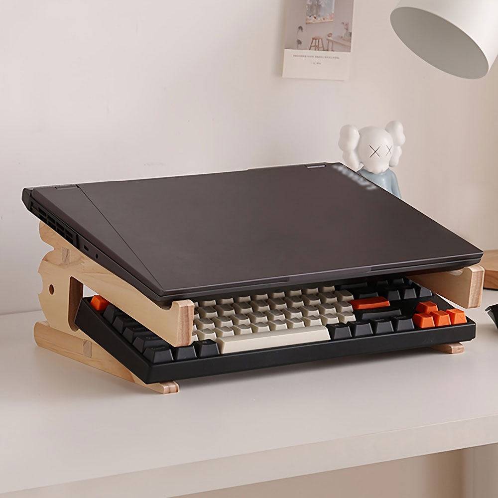 Support en Bois Ergonomique pour Clavier et Ordinateur Portable - Support Innovant