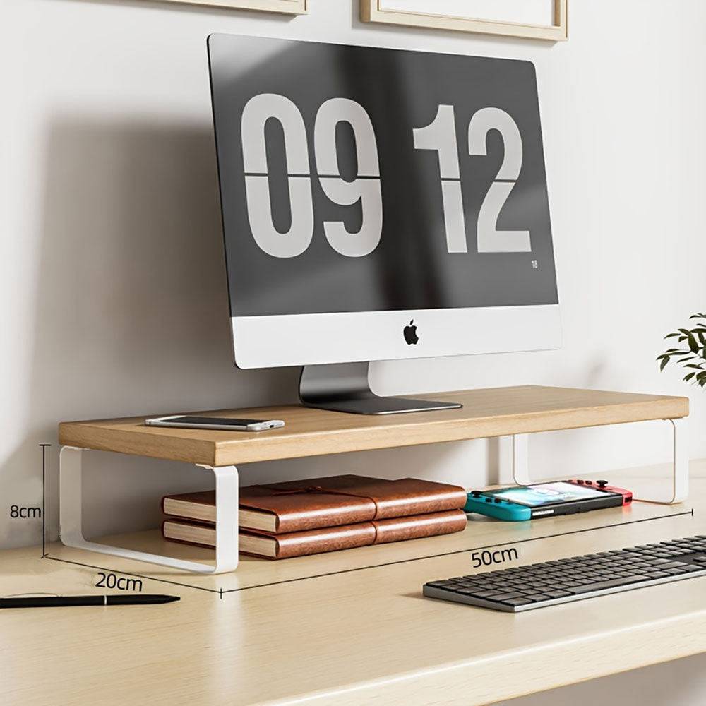Support de Moniteur Ergonomique en Bois avec Espace de Rangement - Support Innovant