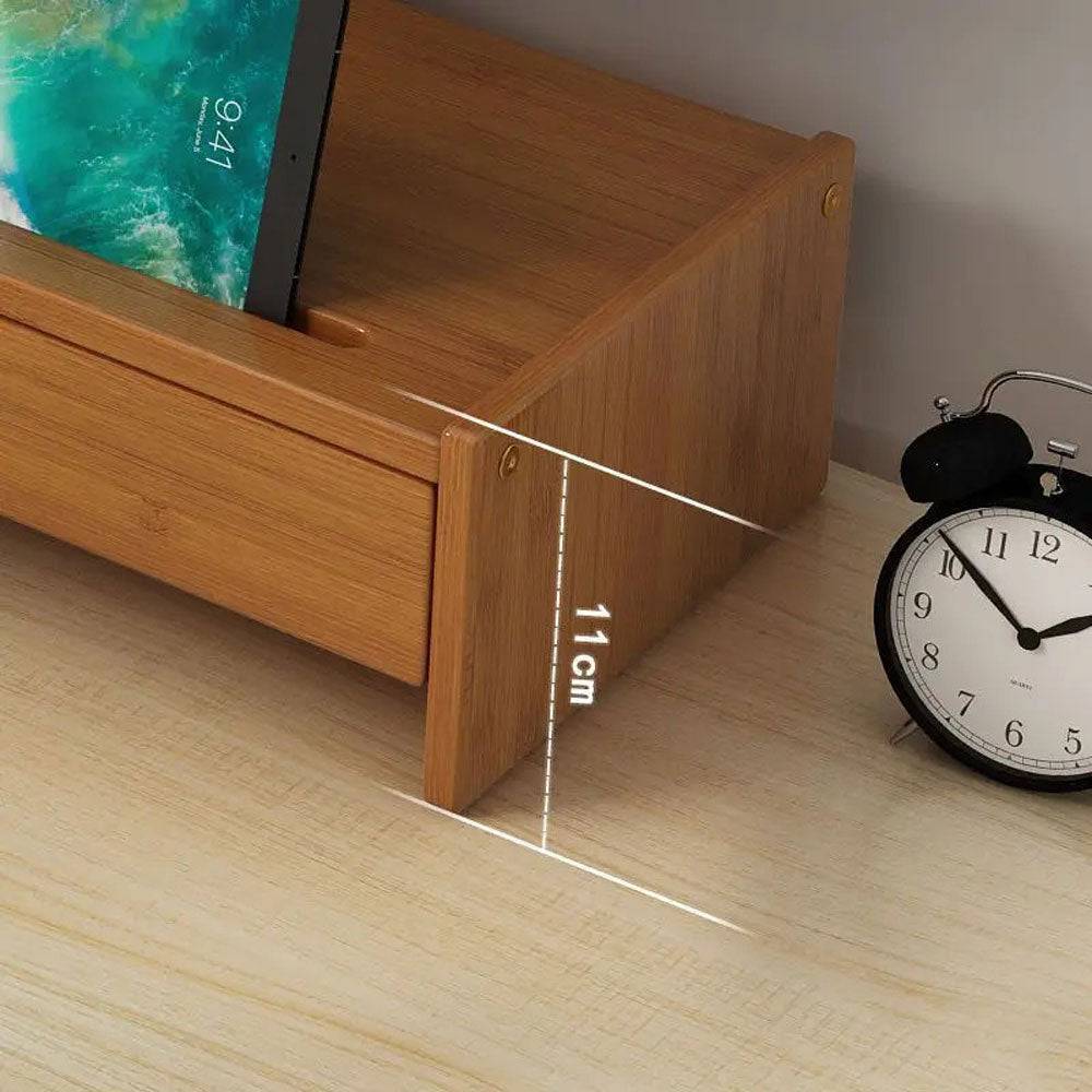Support de bureau en bois avec tiroir pour écran et accessoires - Support Innovant