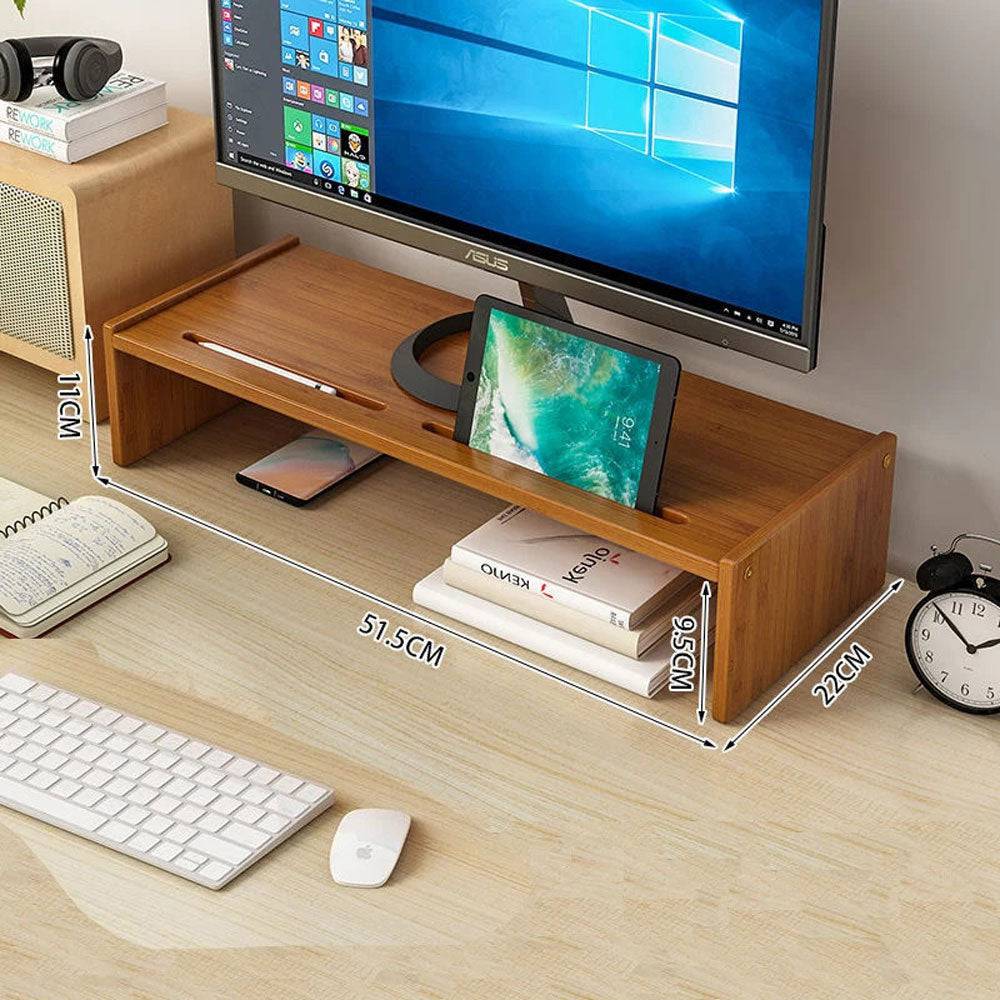 Support de bureau en bois avec tiroir pour écran et accessoires - Support Innovant