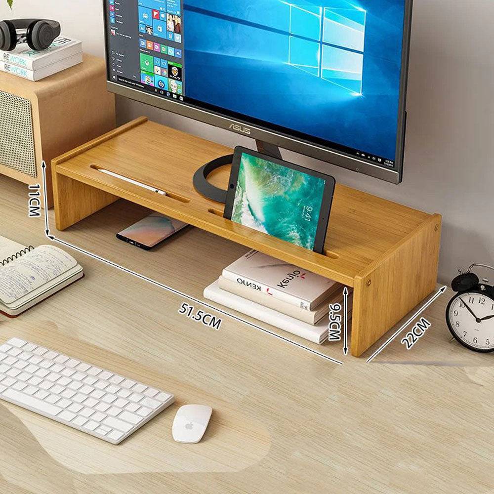 Support de bureau en bois avec tiroir pour écran et accessoires - Support Innovant