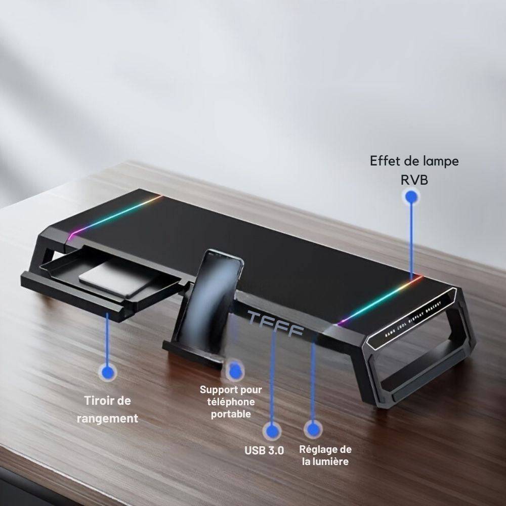 Support ergonomique avec rangement et chargeur USB intégré - Support Innovant