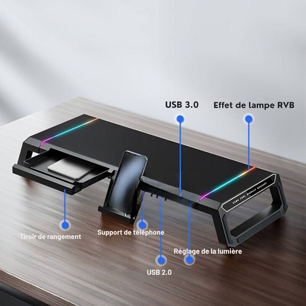 Support ergonomique avec rangement et chargeur USB intégré - Support Innovant