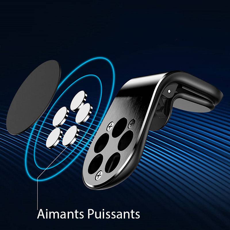 Support magnétique pour téléphone voiture - Fixation grille d’aération - Support Innovant