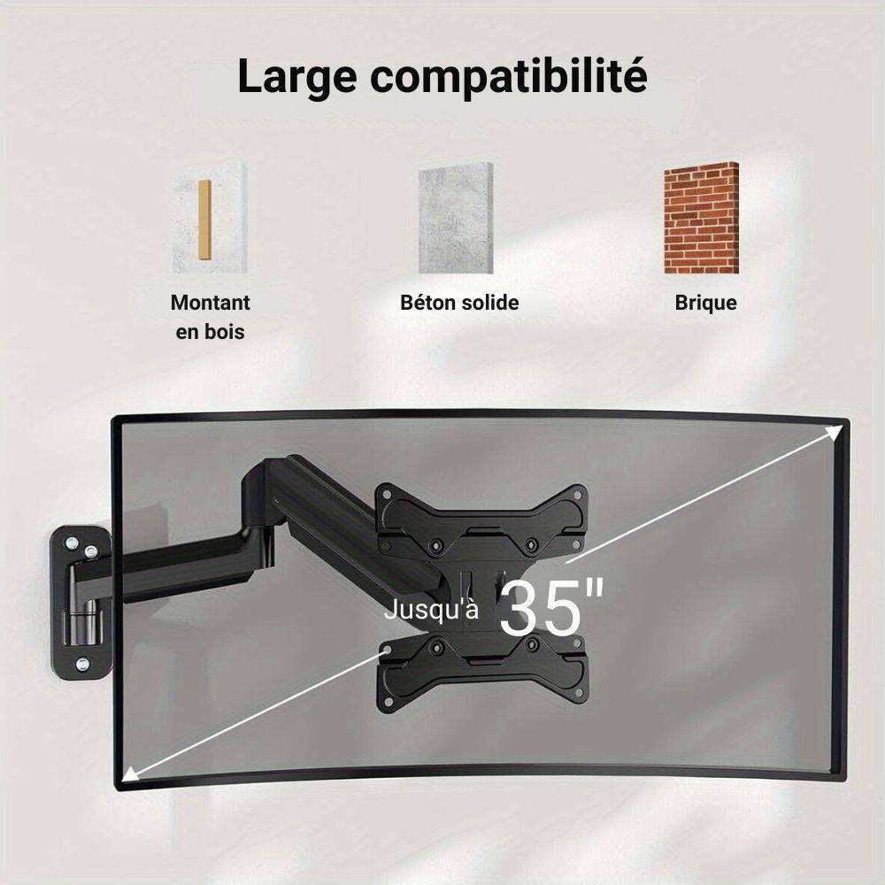 Support mural ergonomique pour écran, extensible et inclinable - Support Innovant