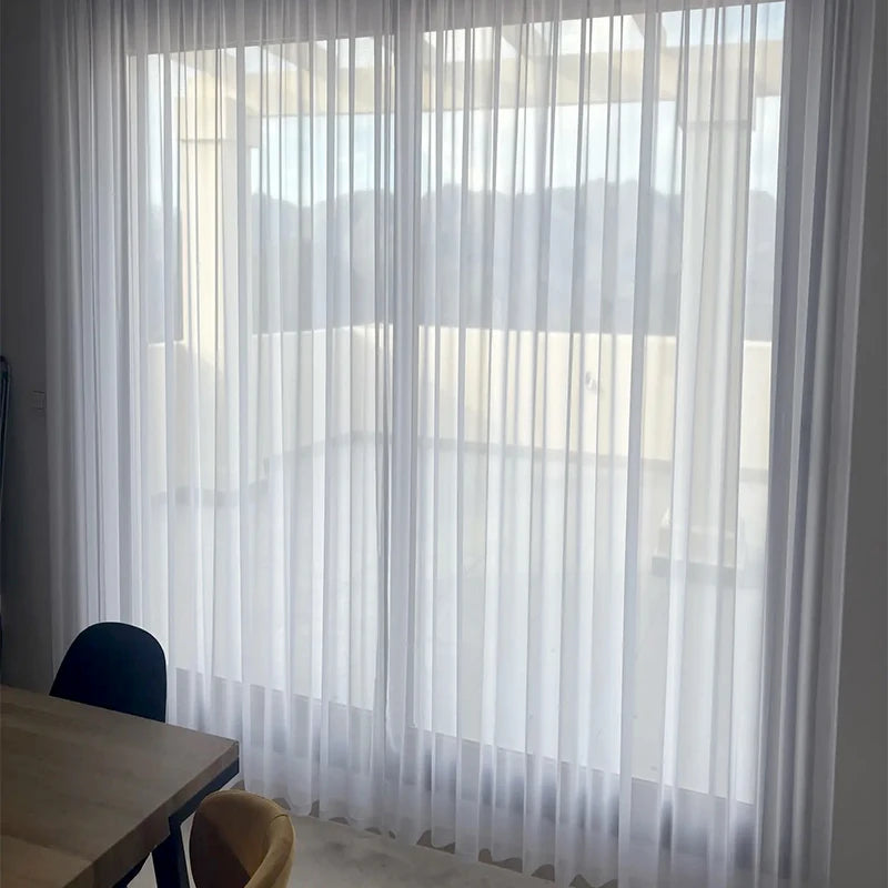 Rideau Voilage Blanc Moderne pour Fenêtre et Baie Vitrée