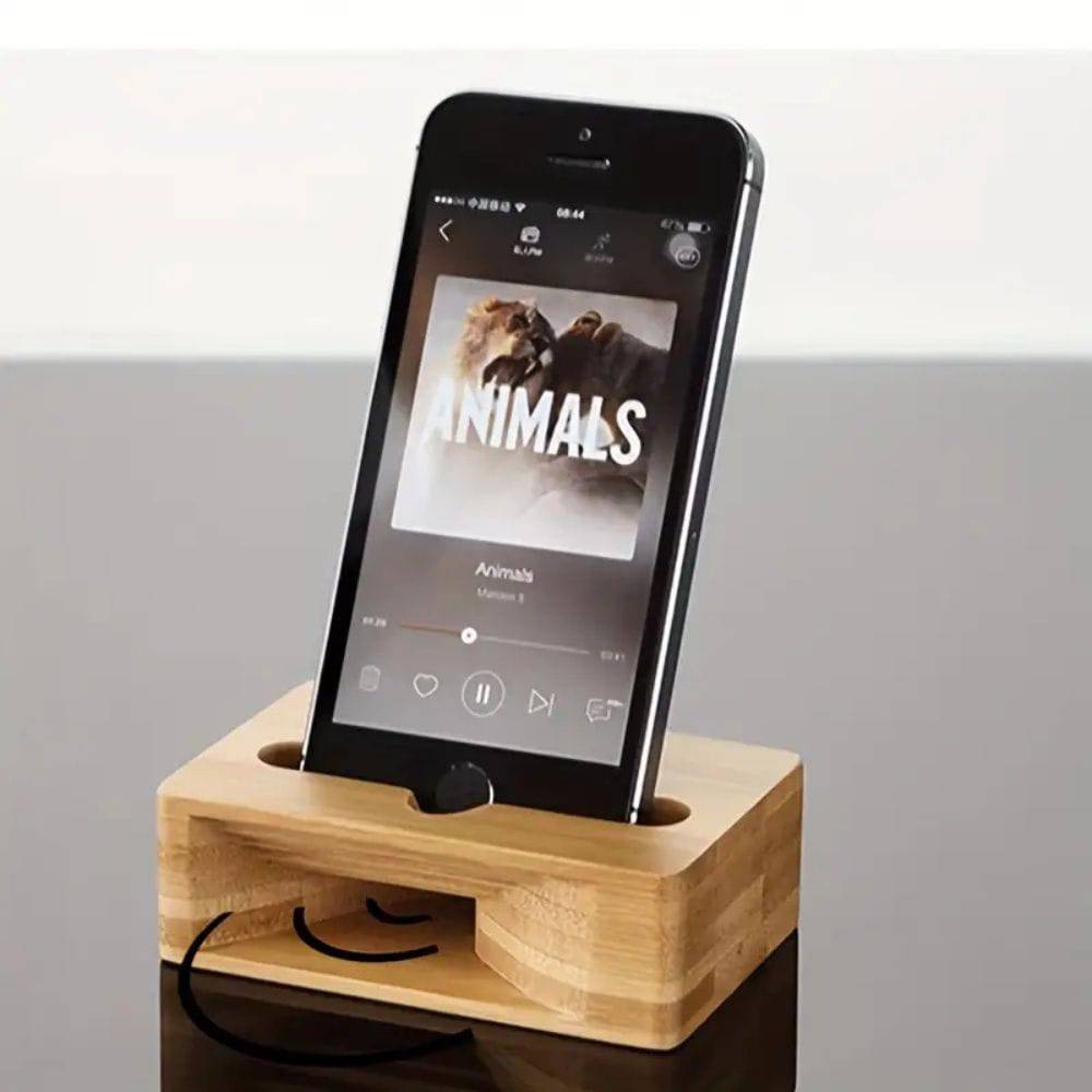 Support amplificateur de son en bois pour smartphone - Support Innovant