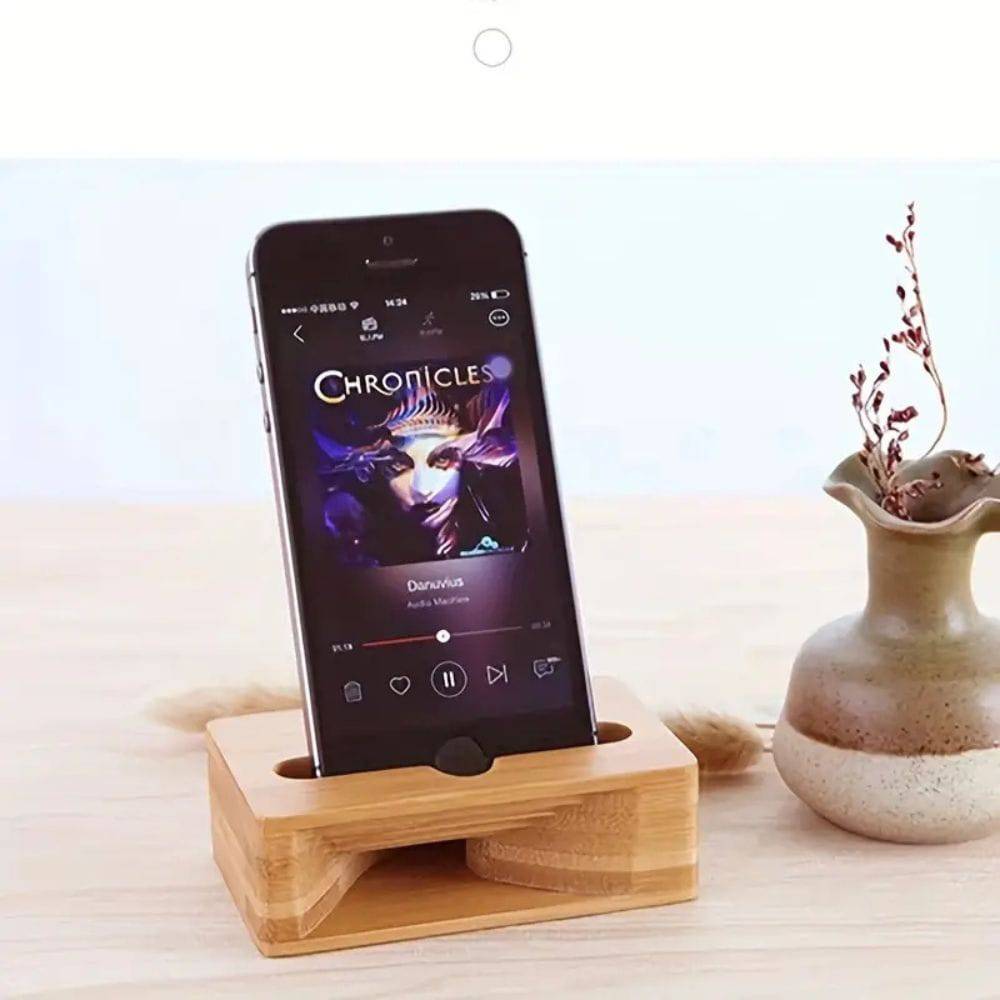 Support amplificateur de son en bois pour smartphone - Support Innovant